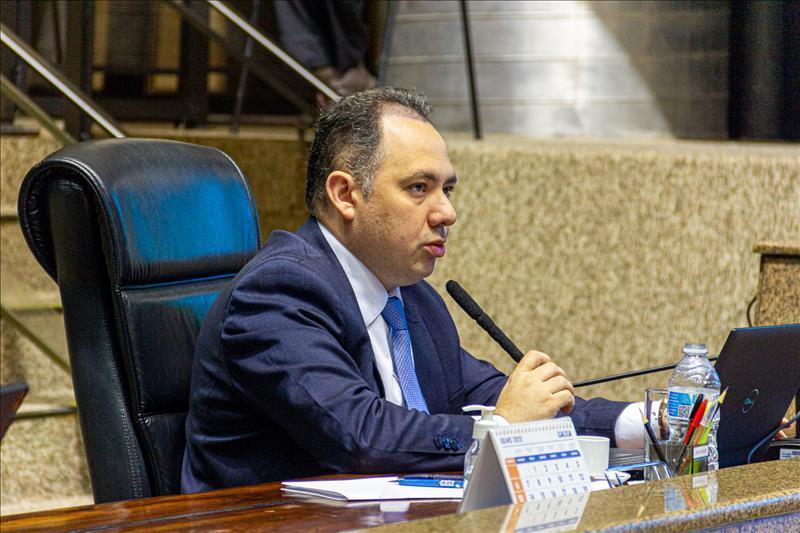 O conselheiro vice-presidente Ricardo Torres apresentou os dados do relatório orçamentário
